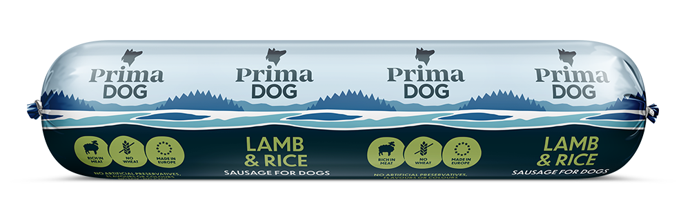 PrimaDog Lamm-ris korv 800 g x6