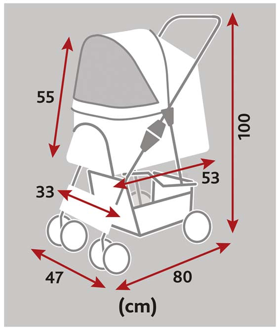 Trixie Djurvagn Buggy, hopfällbar, 47×h100×80 cm, upp t. 15 kg, grå