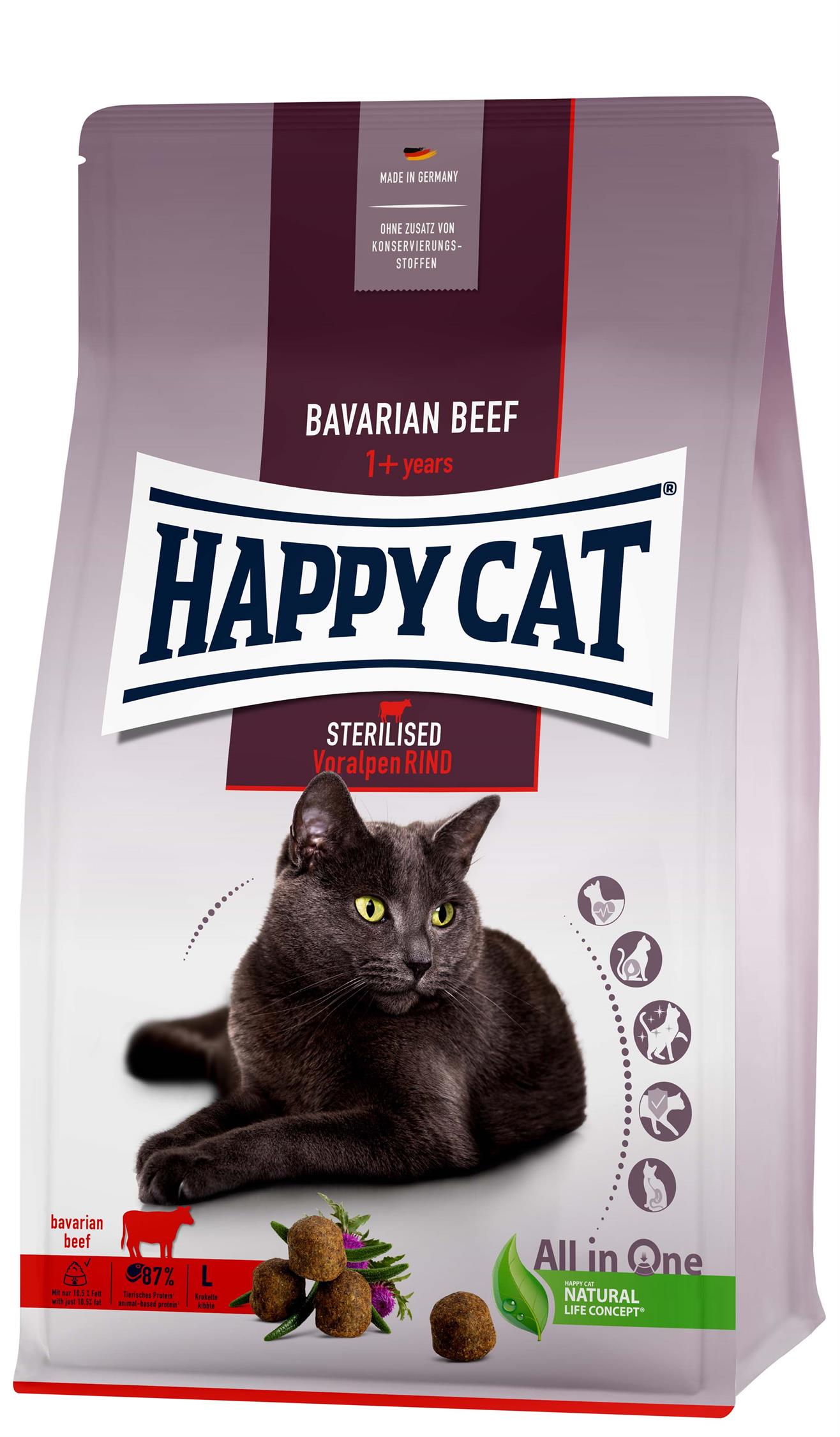 HappyCat Adult sterilised, nötkött, 4 kg