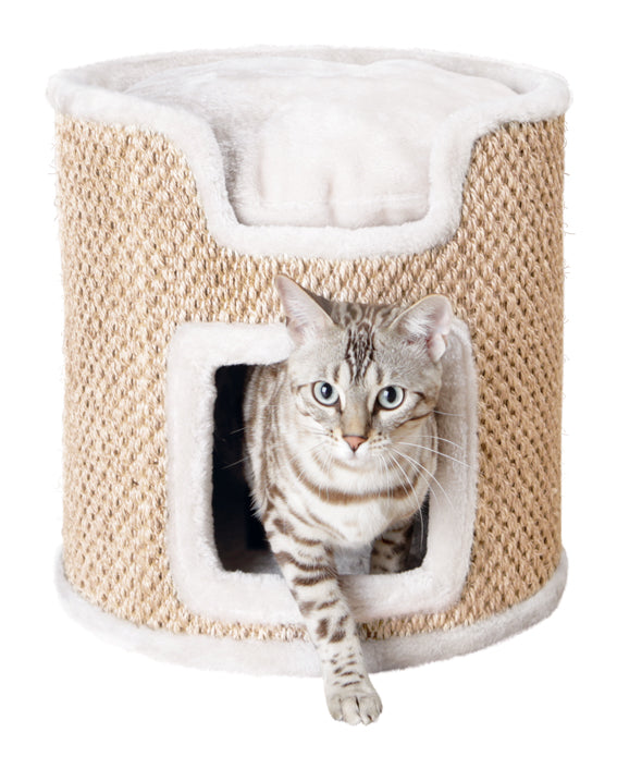 Trixie Klösmöbel Cat-Tower Ria, ø 37 x h37 cm, ljusgrå/beige