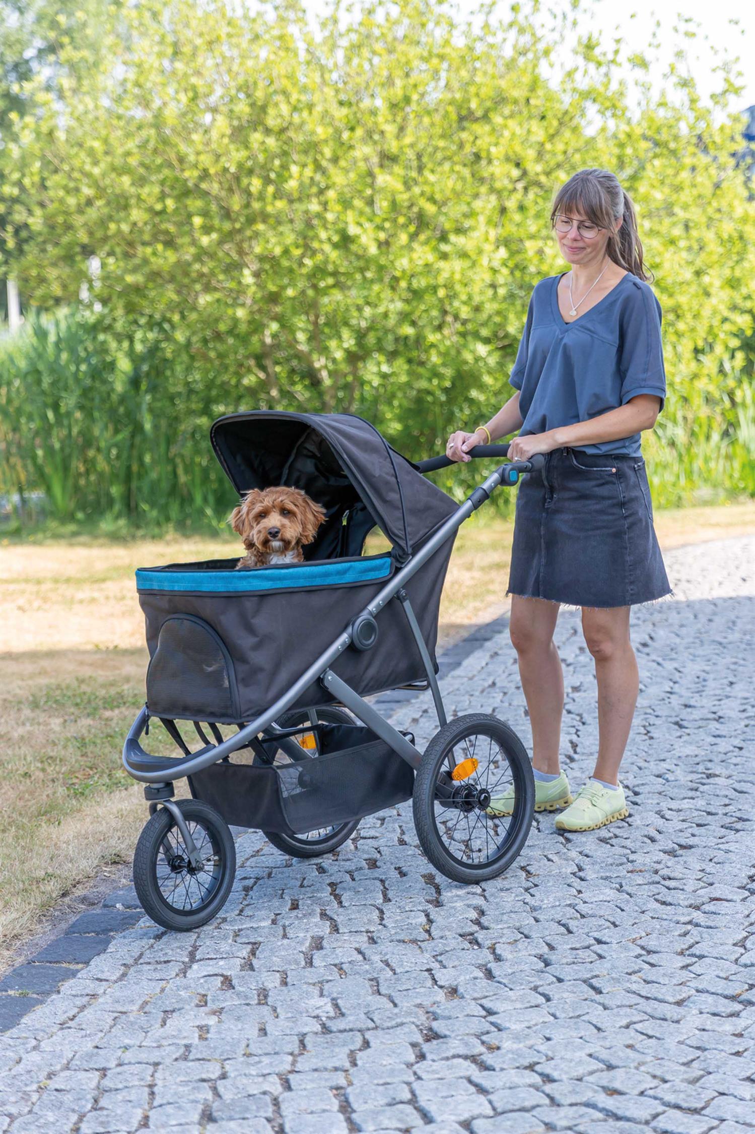 Trixie Djurvagn Buggy, hopfällbar, 60×h112×120 cm, upp t. 20 kg, svart/petrol