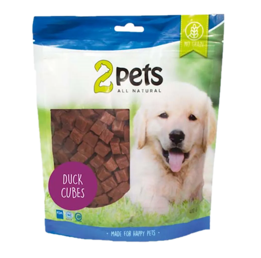 2pets Dogsnack Duck Cubes 400g 5x