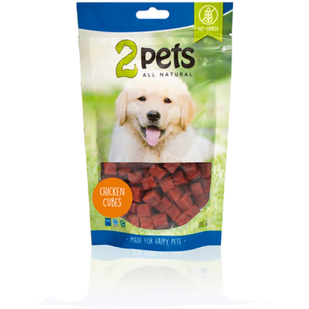 2pets Dogsnack Chicken Cubes 100g 6x