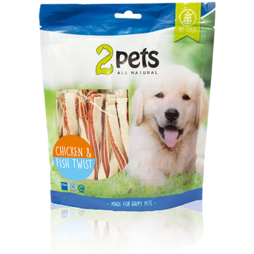 2pets Dogsnack Chicken&Fish Twist 400g 5x