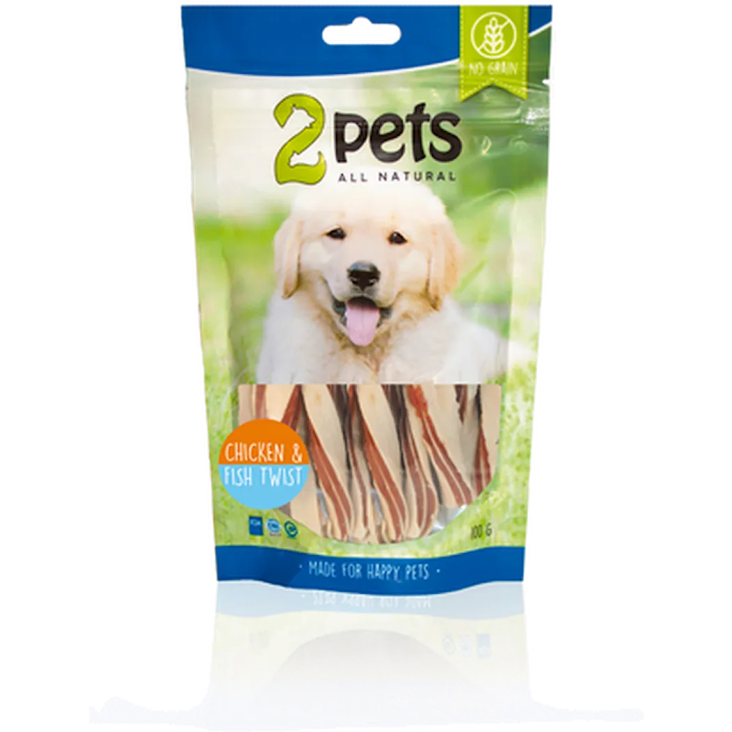 2pets Dogsnack Chicken&Fish Twist 100g 6x