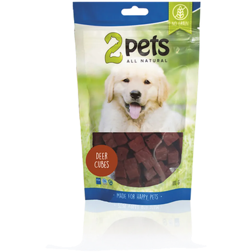 2pets Dogsnack Deer Cubes 100g 6x