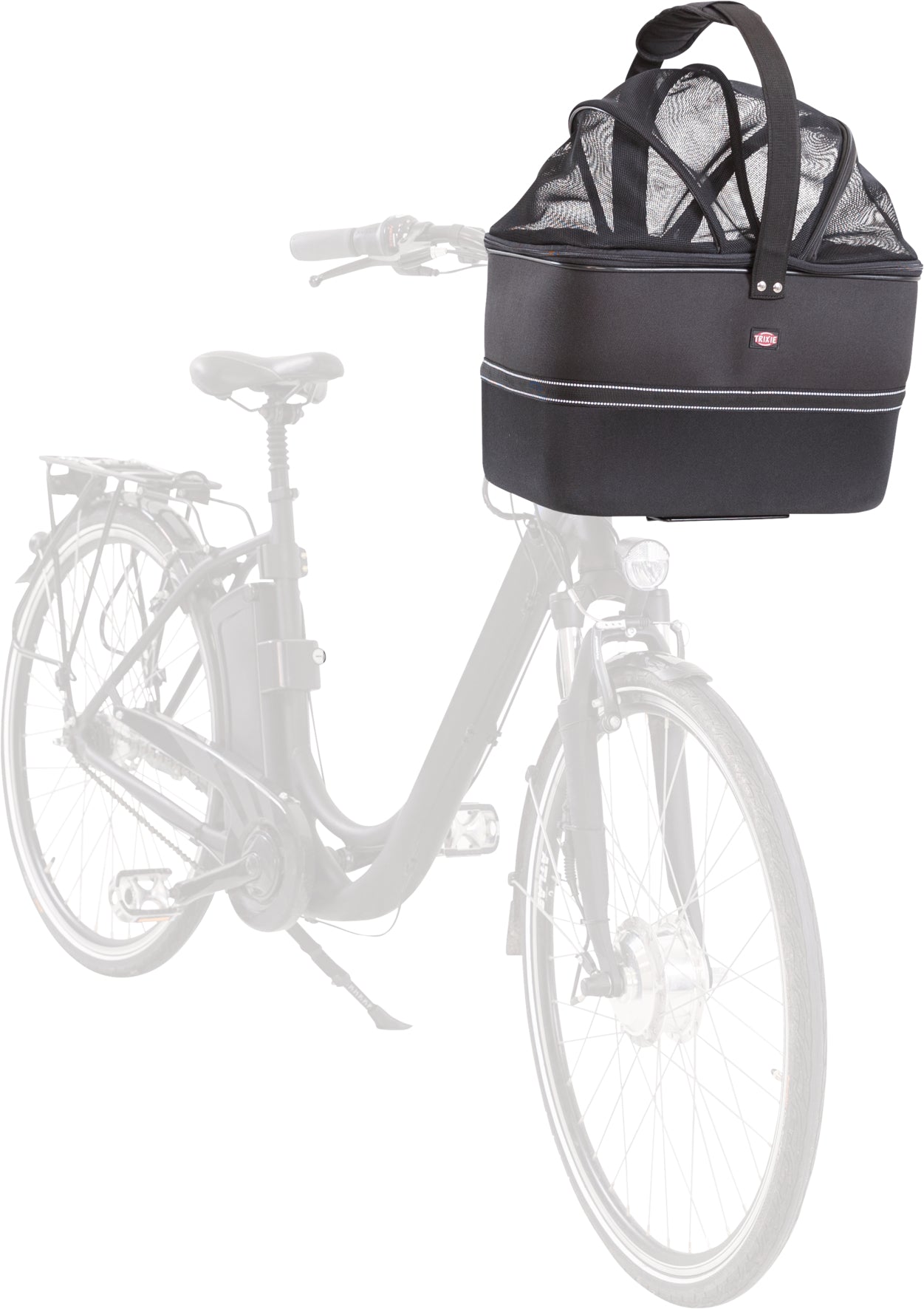 Cykelkorg front med nät 41 × h47 × 39 cm, svart