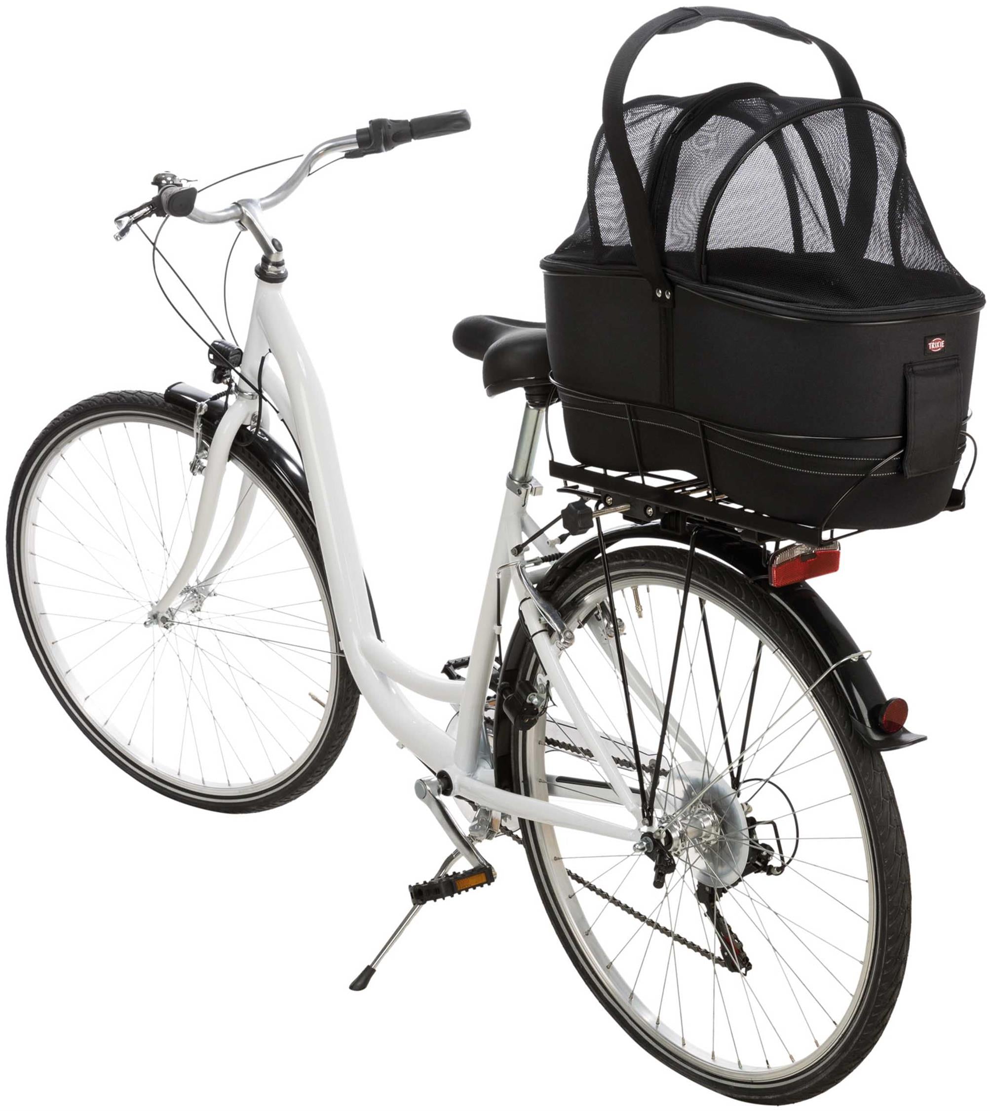 Cykelkorg för pakethållare, m nät, 29×h49×60cm fäste 11,8-16cm, svart