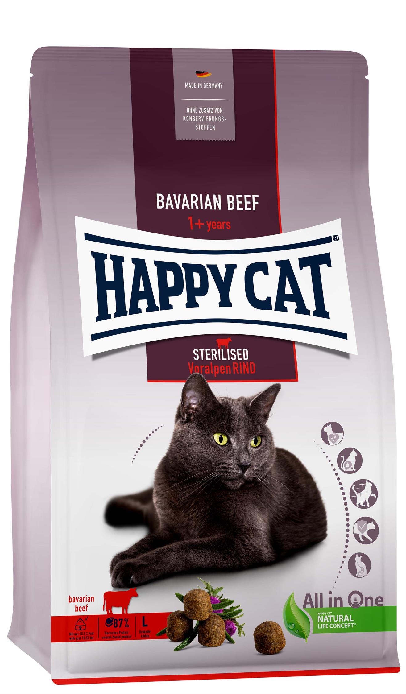 HappyCat Adult sterilised, nötkött, 10 kg