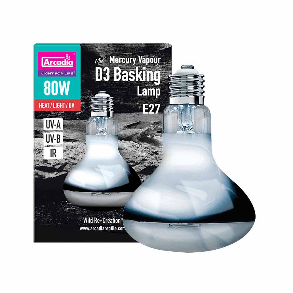 Arcadia D3 Basking Lamp Mini 80w Värme & Solljus Uva/uvb E27