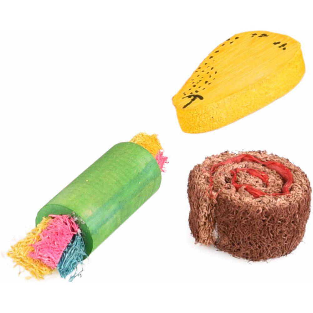 Small Animal Toy Ernie Wood+Loofah 3St Mix