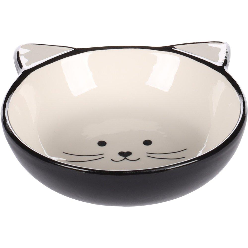 Feeding And Drinking Bowl Cat Kajo Ceramic Black-White Round