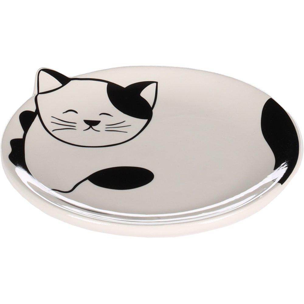 Feeding Dish Cat Ravi Ceramic Black-White Round  13,5X2C