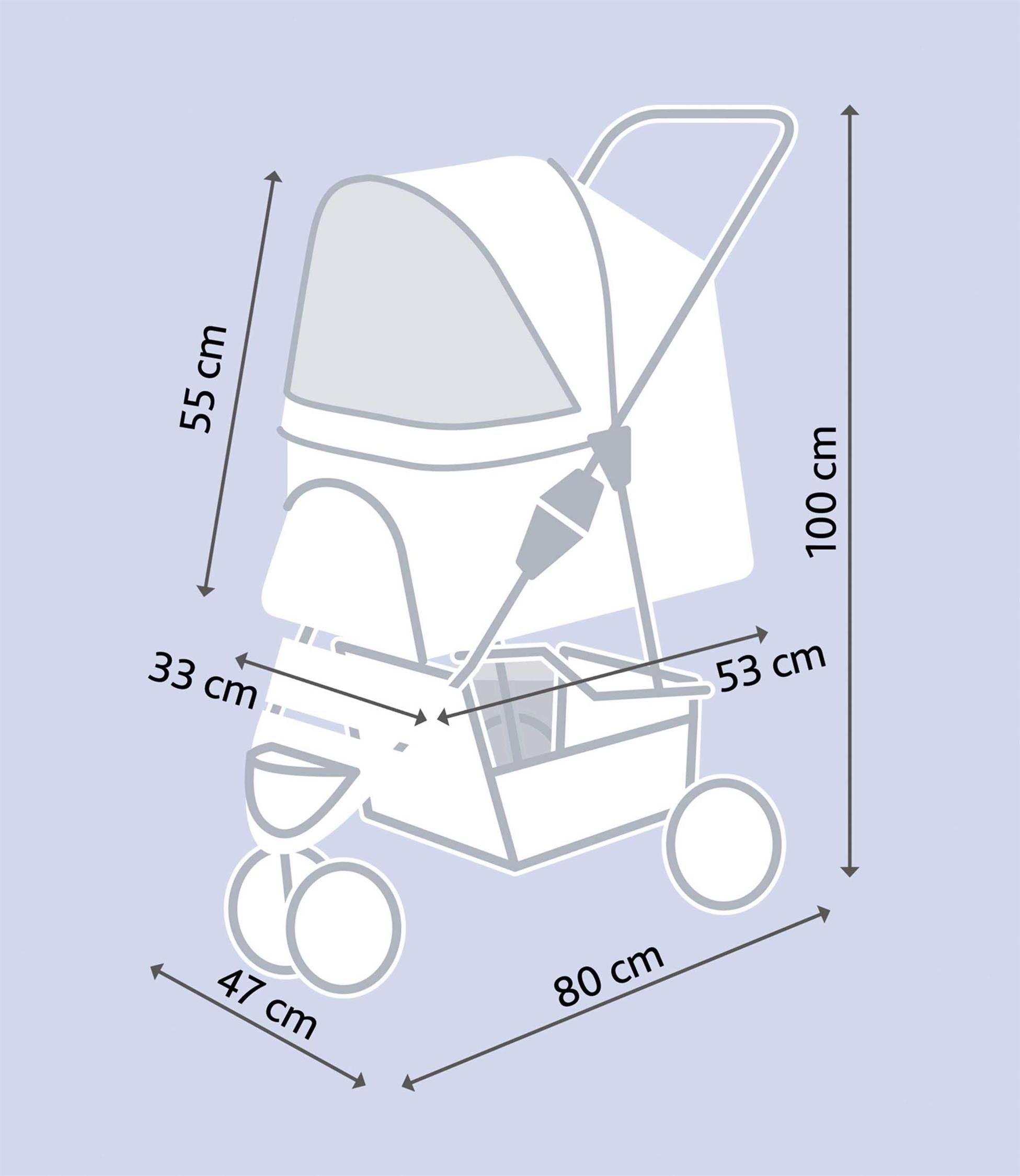 Trixie Djurvagn Buggy, hopfällbar, 47×h100×80 cm, upp t. 11 kg, svart