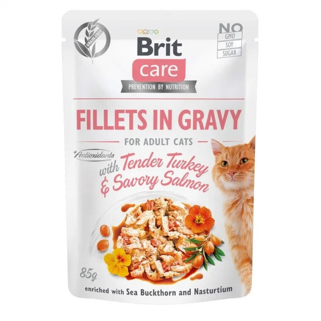 Brit Care Cat Adult Kalkon & Lax i Sås 85 g x24