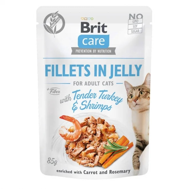 Brit Care Cat Adult Kalkon & Räkor i Gelé 85 g x24