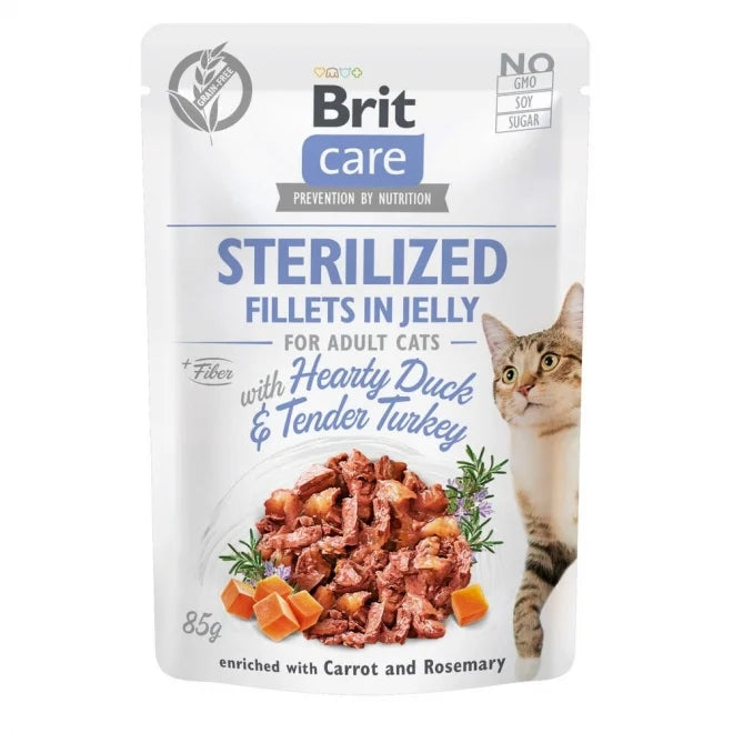 Brit Care Cat Adult Sterilized Anka & Kalkon i Gelé 85 g x24