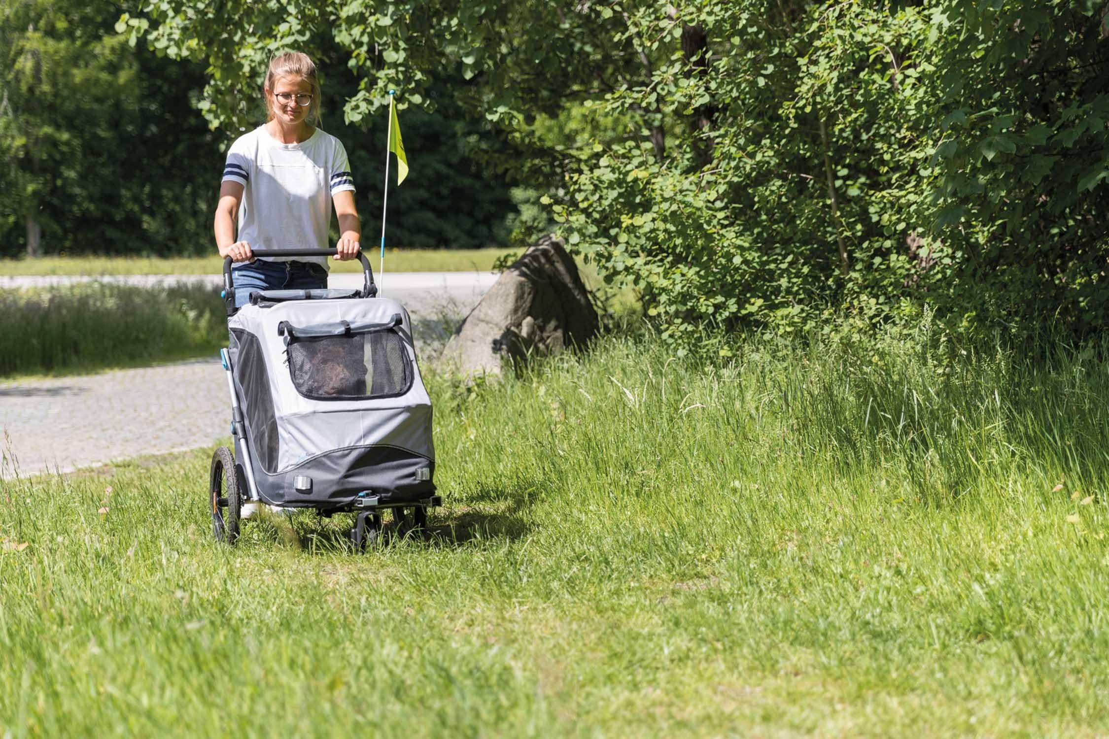 Cykelvagn, quick-fold,M: /132 cm, grå