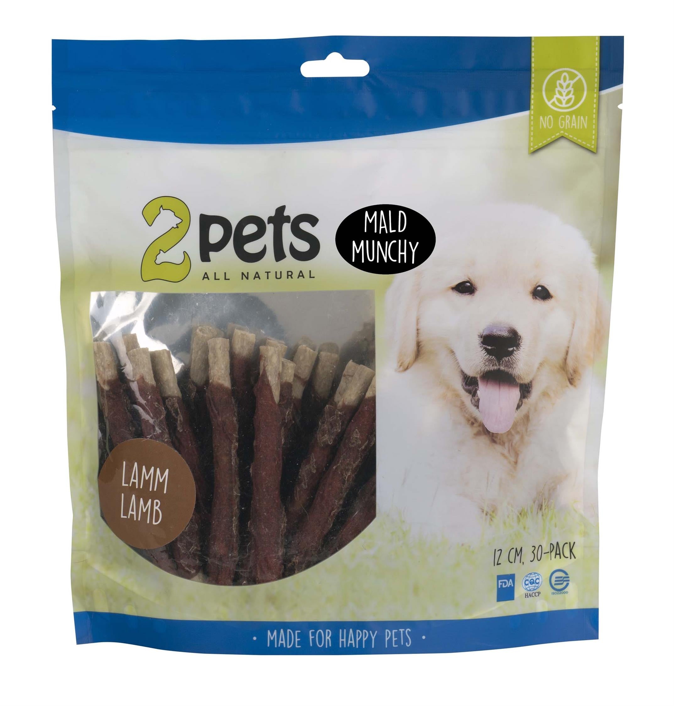 Trixie 2pets Tuggpinne mald, lamm, 12cm, 30-pack, 400g