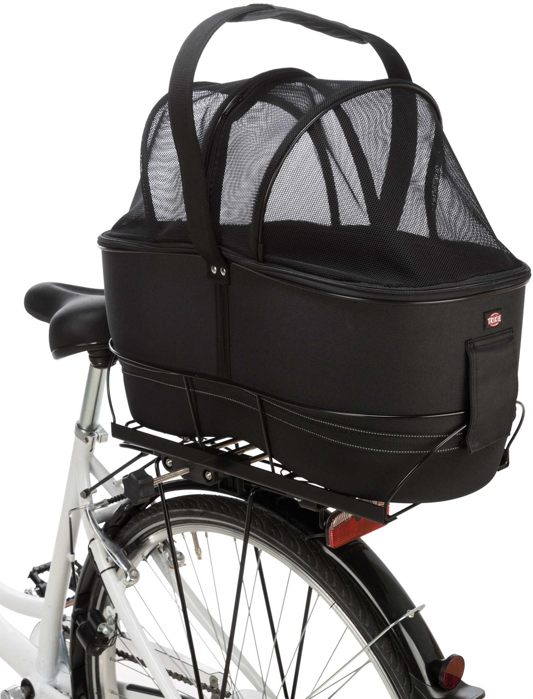 Cykelkorg för pakethållare, m nät, 29×h49×60cm fäste 11,8-16cm, svart