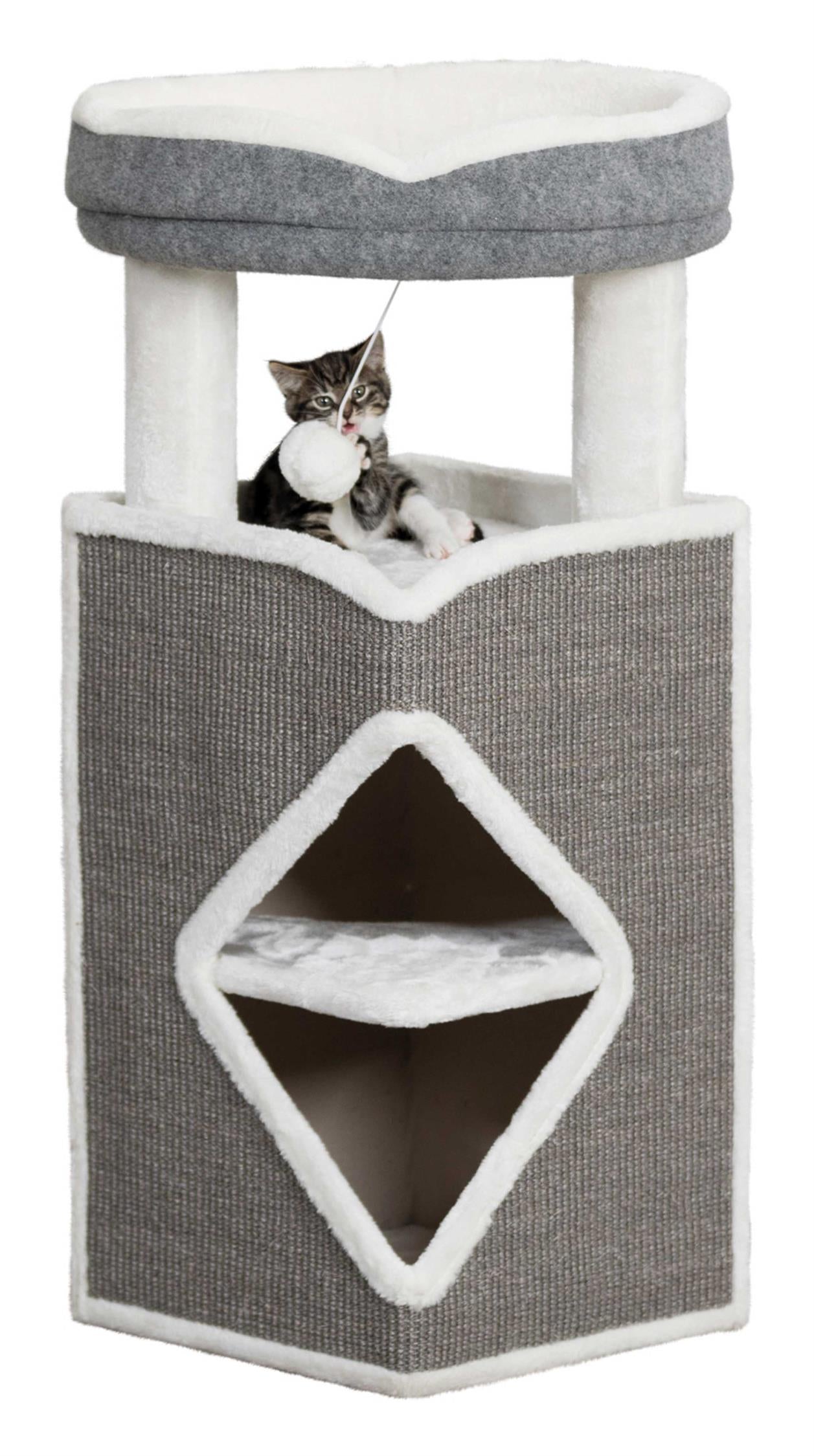 Trixie Klösmöbel Cat-Tower Arma, 38 x h98 x 38 cm, grå/vit