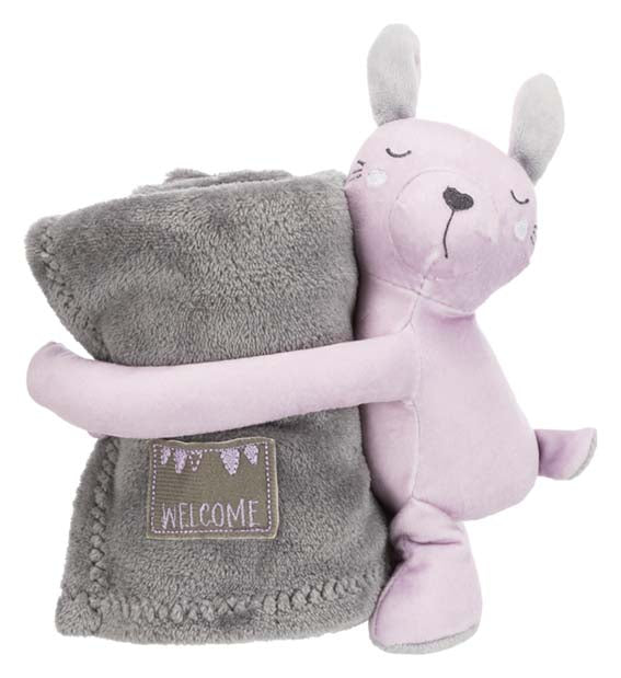 Trixie Junior cuddly set filt/kanin, plysch, 75 × 50 cm, grå/ljuslila