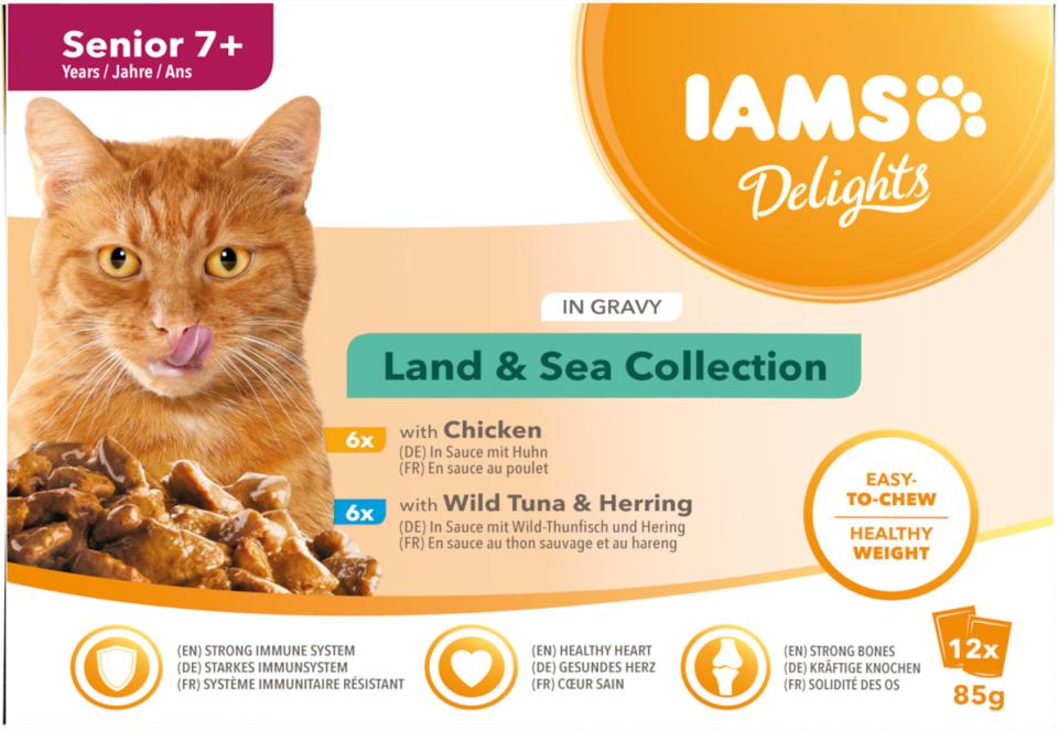 Iams Delight Cat Senior Kød- Og Fiskesmag I Sovs