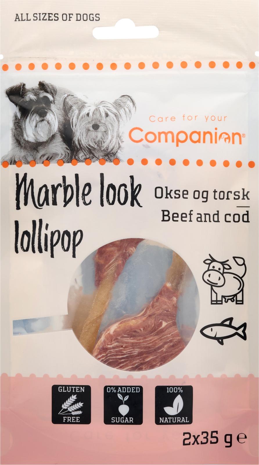 Companion Marble Look Lollipop - Nötkött & Torsk