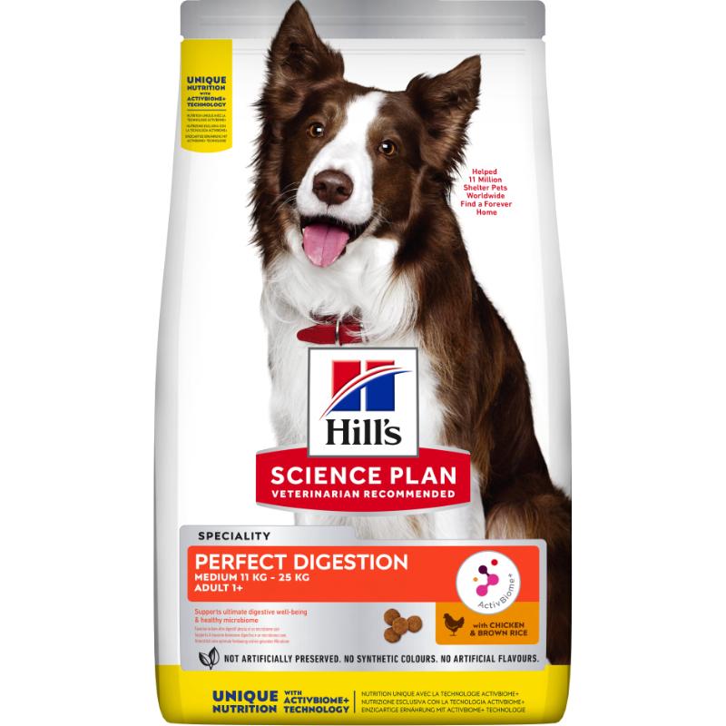 Hill's SP Canine Adult Perfect Digestion Medium med kyckling &amp; brunt ris 14 kg