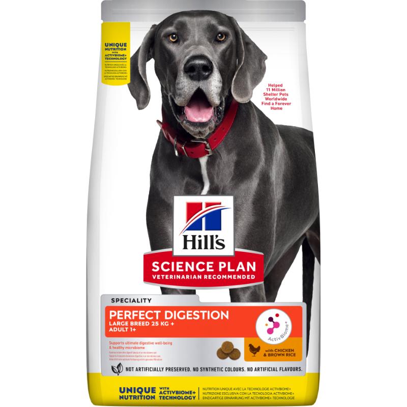 Hill's SP Canine Adult Perfect Digestion Stor ras med kyckling &amp; brunt ris 12 kg