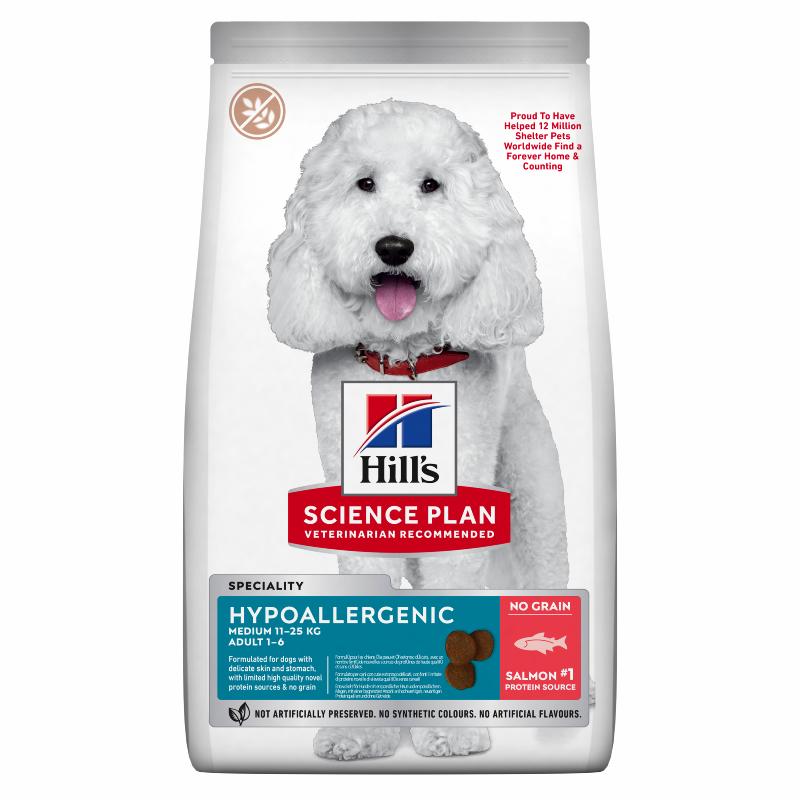 Hills Science Plan Hypoallergenic Adult Medium torrfoder för hundar med lax 14 kg